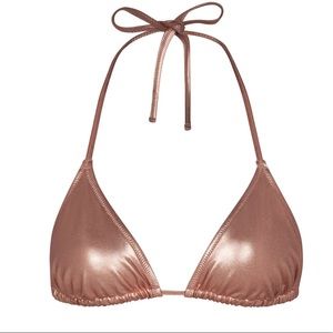 METALLIC SWIM TRIANGLE TOP - CHAMPAGNE